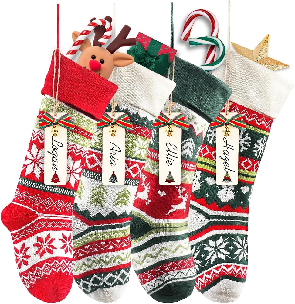 Personalized Knit Christmas Stockings 4‑Pack 22‑Inch - product photo 1