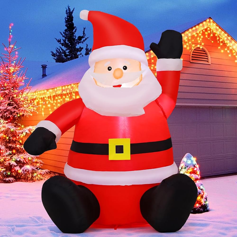 4ft Christmas Inflatable Santa for Front Yard Holiday Decor - product photo 1