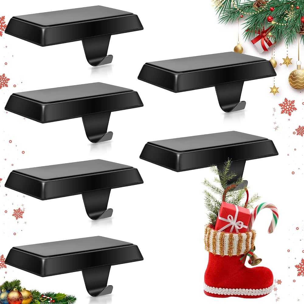 Christmas Stocking Holders for Mantel – 6 Pack Metal Hooks - product photo 1