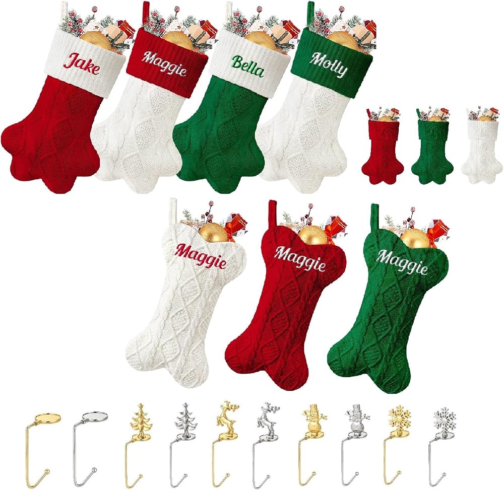Personalized Christmas Stocking with Name – Large Knitted - product photo 1