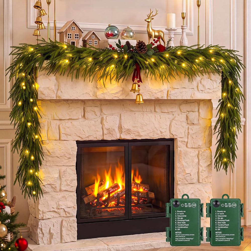 6ft Artificial Norfolk Pine Christmas Garland with 50 LED - product photo 1