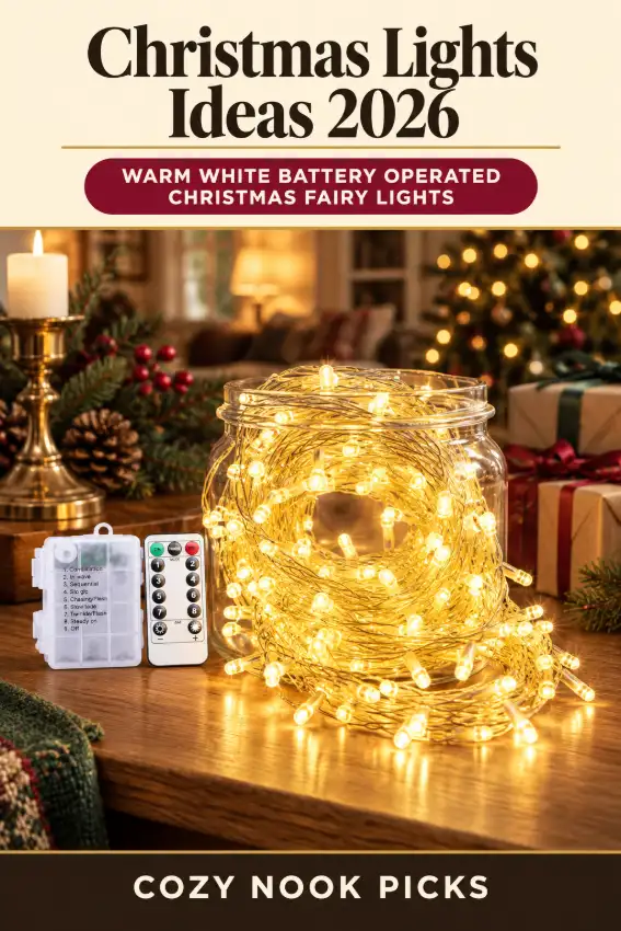 Warm white battery operated christmas fairy lights with 8 twinkle modes and a remote for easy switching. Tap to see them now.
