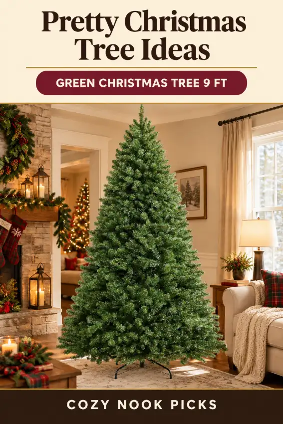 Green christmas tree 9 ft offers full spruce look with over 2,000 branches and needles for your holiday display at home now!.